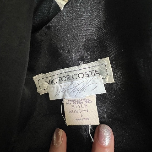 Vintage Victor Costa Dress Organza Off the Shoulder Sculpeted Low Back Size 6 - Picture 2 of 10